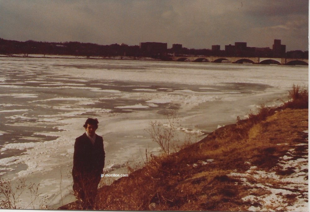 Jean-Paul Morillon, Washington 01.1979 au bord du Potomac gelé et devant le Memorial Bridge Arlington